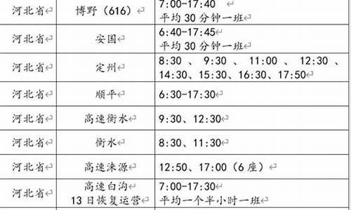 固安到保定的汽车站时刻表_保定汽车站时刻表